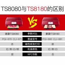 佳能（Canon） TS8180喷墨无线照片打印机一体机复印扫描办公家用打印机替代TS8080