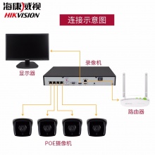 海康威视摄像头监控设备套装1-16路400万POE网络摄像机红外夜视30米海康硬盘录像机 2路+可付费安装咨询客服 带1T监控硬盘