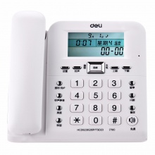 得力（deli） 790 时尚创意多功能座机 大屏显示办公家用电话机 30°倾角固定电话 温度显示万年历（白色）