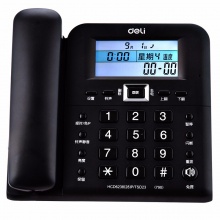 得力（deli） 790 时尚创意多功能座机 大屏显示办公家用电话机 30°倾角固定电话 温度显示万年历（黑色）