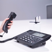 得力（deli）799 大屏幕录音留言座机 白色背光温度显示电话机 万年历显示固定电话 附赠4G内存卡