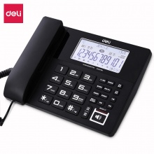 得力（deli）799 大屏幕录音留言座机 白色背光温度显示电话机 万年历显示固定电话 附赠4G内存卡
