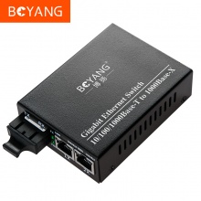 博扬（BOYANG）BY-DG102S 千兆一光二电单模双纤光纤收发器交换机 光纤转换器 防雷SC接口 25公里外置电源