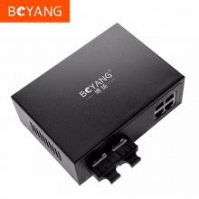 博扬（BOYANG）BY-DG204S 千兆二光四电单模双纤光纤收发器交换机 光电转换器 防雷SC接口 25公里外置电源