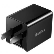 邦克仕(Benks)手机平板充电头充电器 移动电源充电器/USB电源适配器/3.4A双口充电插头 可折叠 黑色