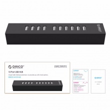 奥睿科（ORICO）H1013-U2 10口USB2.0分线器HUB高速扩展集线器 黑色 线长1米 带DC电源线