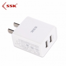 飚王 (SSK ) 苹果手机充电器 安卓快充充电头 5V/2.4A双口USB 手机/平板/移动电源通用多口插头适配器 SDC020