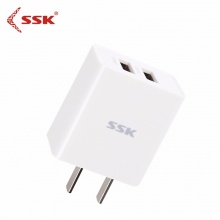 飚王 (SSK ) 苹果手机充电器 安卓快充充电头 5V/2.4A双口USB 手机/平板/移动电源通用多口插头适配器 SDC020