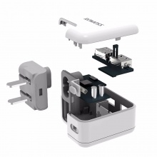罗马仕（ROMOSS）AC12S双USB 适配器快充2.1A 手机/平板/移动电源通用插头 可换插脚旅行充电器