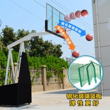 德胜(SBA305)篮球架学校国标标准篮球板成人可移动室外折叠扣篮篮球架子 钢化玻璃篮板+PU护边