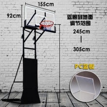 篮球架家用标准篮球框成人户外可扣篮可升降移动训练篮球架 大号豪华款配PC篮板（155*92cm）