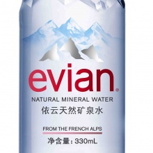 依云（evian）天然矿泉水 330ml*24瓶 整箱