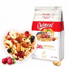 欧扎克 50%水果坚果麦片 什锦即食谷物早餐 冲饮代餐燕麦片 干吃零食脆麦750g