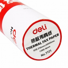 得力（deli） 7727热敏传真纸 210mm*30y 传真机纸 热敏纸 办公用品 7721(210mm*30m)单卷 #34