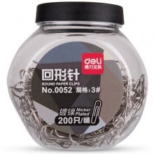 得力（deli） 0052 桶装3#镀镍防锈曲别...