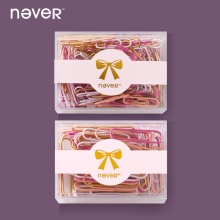 never 彩色盒装金属回形针/回型针多色金色曲别针 28mm