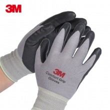 3M 防护手套舒适型防滑耐磨手套劳防手套丁腈掌浸...