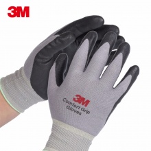3M 防护手套舒适型防滑耐磨手套劳防手套丁腈掌浸手套 M 高透气性 抗油污 耐磨防滑