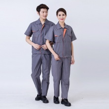 亚岩 工作服套装男士工装劳保服夏季短袖上衣透气薄款汽修工地工程服新品工服定制印字绣LOGO 浅灰色单上衣 170/L