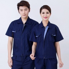 亚岩 工作服套装男士工装劳保服夏季短袖上衣透气薄款汽修工地工程服新品工服定制印字绣LOGO 浅灰色单上衣 190/4XL