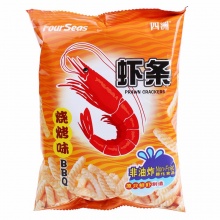 四洲 休闲零食 膨化食品 虾条 烧烤味 80g