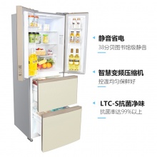 晶弘（KINGHOME）BCD-302WPQG 冰箱 302L 变频 法式多门  朗玉金_