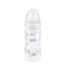 NUK 宽口径PP奶瓶300ml配2号硅胶中号圆孔奶嘴 白色