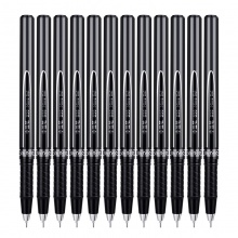得力（deli）S36 中性笔碳素签字笔0.5mm 黑色 全针管12支/盒