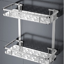 不锈钢双层方形置物架 高40cm*宽30cm*深11.5cm_