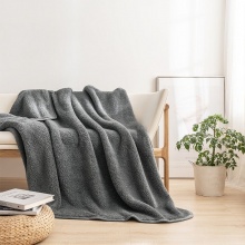 加厚珊瑚绒仿羊羔绒毯 深灰色 150*200cm