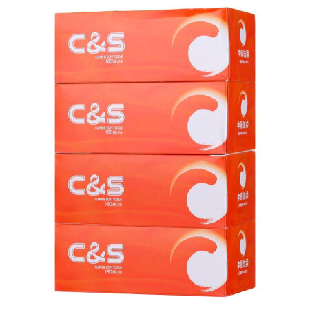 洁柔(C&S) 纸巾 活力橙色2层180抽盒装抽...